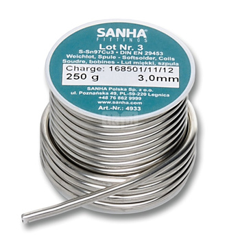 Drut lutowniczy SANHA 4934 fi 2 mm, 250 g