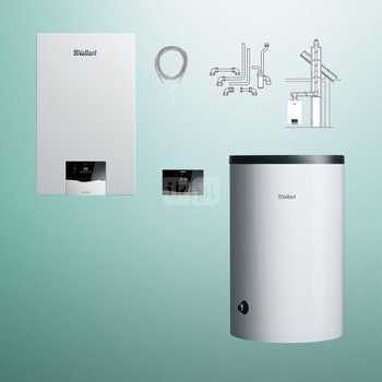 Pakiet - Kocioł gazowy jednofunkcyjny VAILLANT ecoTEC plus VC 30CS/1-5 kondensacyjny wiszący 3.9 - 33.3 kW + RegulatorsensoCOMFORT 720 + Zestaw powietrzno-spalinowy szachtowy + Zasobnik c.w.uVIH R 200/6 B