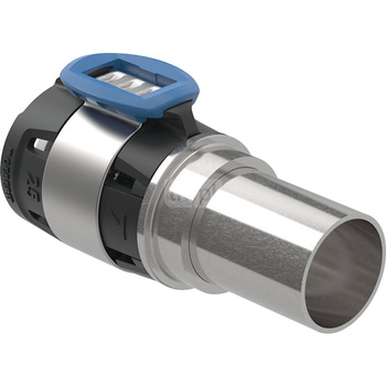 Złączka przejściowa  GEBERIT FlowFit, brąz krzemowy bezołowiowy, 25 mm x 22 mm (złącze do śrubunku zaciskowego x łącznik zaprasowywany)