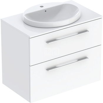 Geberit Selnova Square Zestaw szafki z blatem pod umywalkę, B79.1cm, H70.3cm, T50.2cm, z dwiema szufladami, biały, z umywalką wpuszczaną w blat, z przelewem, z otworem na baterię