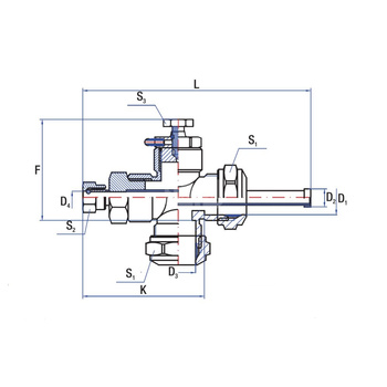 Złącze krzyżowe RUMET z tuleją zanurzeniową Mosiądz 3/4'' x 18 mm (GZ)