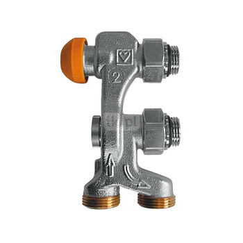 Zestaw przyłączeniowy grzejnikowy dwururowy HERZ 7688 1/2'' x 3/4'', rozstaw 50 mm, zawór kątowy przystosowany termostatycznie