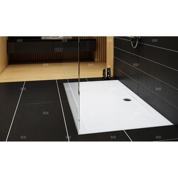 Brodzik kompozytowy Stabilsound Plus® Corrina 80x100x5 cm, prostokątny z odpływem na dłuższym boku