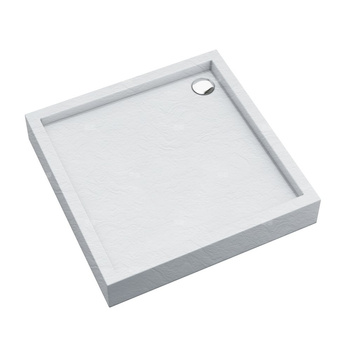 Brodzik akrylowy zintegrowany z nośnikiem Stabilsound Plus® oraz obudową akrylową przeciągniętą do podłogi Medium White Stone 80x80x16 cm, kwadratowy