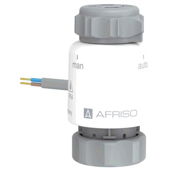 Siłownik termoelektryczny TSA-02 FO, nakrętka M30 x 1,5 mm, 230 V AC, NC, funkcja sterowania ręcznego