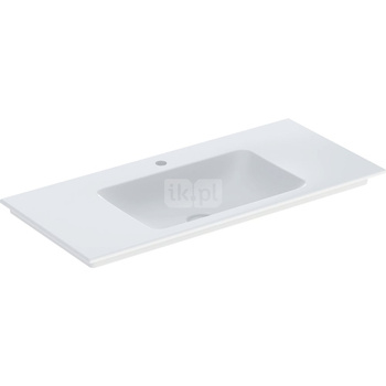 Umywalka GEBERIT ONE prostokątna, biała / KeraTect, 1050mm, otwór na baterię na środku, nakładany od góry, bez odpływu przelewowego, półki z obu stron