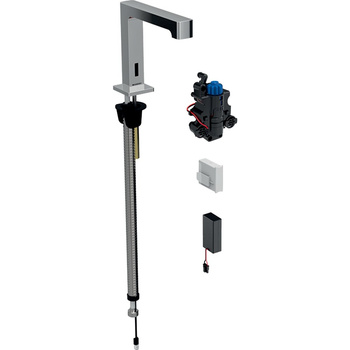 Bateria umywalkowa Geberit Brenta, stojąca, zasilanie bateryjne, do podtynkowej skrzynki funkcyjnej, z mieszaczem termostatycznym, chrom