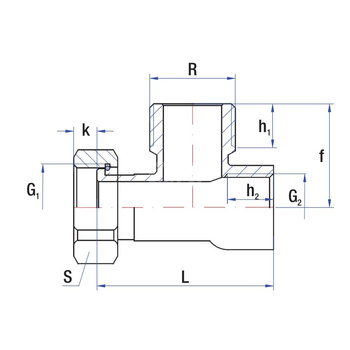 Śrubunek nakrętny 90° RUMET Mosiądz R 1'' x 1'' x 1/2''