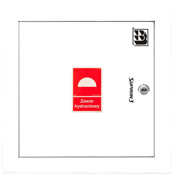 Dwa zawory hydrantowe typ ZH-52 wraz z obudową. Obudowa 550 wnękowa. Znak B, zamek OTS, kolor RAL 9003