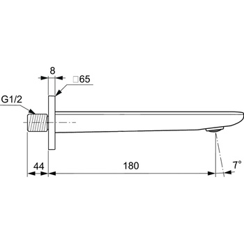 Wylewka ścienna 65x65 mm, wylewka 180 mm 20 l/min (3 bary) - CONCA