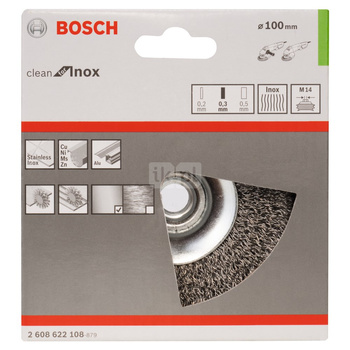 SZCZOTKA STOŻK FAL.100X0,35X- INOX M14