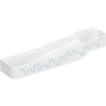 Umywalka GEBERIT Bambini 4-stanowiskowa prostokątna (rynna, elementy dekoracyjne), biała, 1800mm, otwór na baterię na środku (x4), bez odpływu przelewowego, półka od ściany