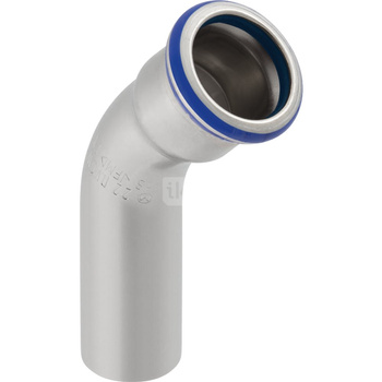 Kolano 45' GEBERIT Mapress Edelstahl FKM, stal nierdzewna / stal nierdzewna, 54 mm, DN 50 x 54 mm x DN 50 (końcówka wsuwana x mufa zaprasowywana) z uszczelką