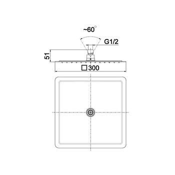 Głowica natryskowa KFA Armatura 300x300, pudełko, kolor chrom kwadratowy