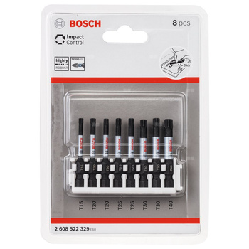 Bit PRO Torx Impact, T15, T20(2x), T25(2x), T30(2x), T40, 55 mm, 8 szt.