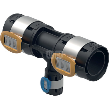 Trójnik redukcyjny Geberit FlowFit: Materiał=PPSU, d=75mm, d1=40mm, d2=75mm