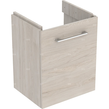 Dolna szafka pod umywalkę kompaktową Geberit Selnova Square, z jednymi drzwiami: Szerokość umywalki=50cm, Orzech włoski hickory jasny