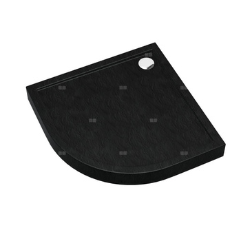 Brodzik akrylowy zintegrowany z nośnikiem Stabilsound Plus® oraz obudową akrylową przeciągniętą do podłogi Competia New Black Stone 90x90x12 cm R55, półokrągły