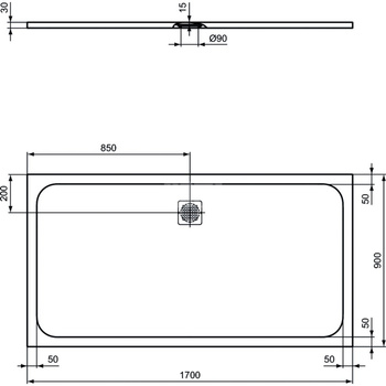 ULTRAFLAT S BRODZIK 170X90 PURE WH