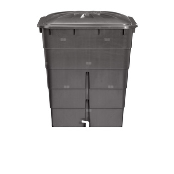 SQUARE zbiornik na deszczówkę 300 litrów, grafitowy, z pokrywą i kurkiem