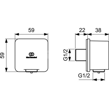 Kolano ścienne prysznicowe 59x60x59 mm - IDEALRAIN