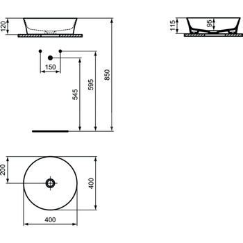 Zbiornik 400x400x120 mm Spód szlifowany, bez otworu na baterię, bez przelewu - IPALYSS