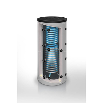 Zbiornik buforowy czarny z wężownicą nierdzewną, przepływową + jedna wężownica czarna - Joule -THERMAL STORE BLACK 1 - 500l