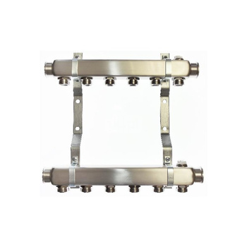 Rozdzielacz do instalacji c.o. QIK Optimo III RN-5 (inox) GW 1'', 11-obieg. GZ 3/4'' z nyplami