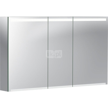 Szafka z lustrem Geberit Option z oświetleniem, z trzema drzwiami: 120x70x15cm, Korpus: lustrzany z zewnątrz, Drzwi: lustrzane wewnątrz i z zewnątrz