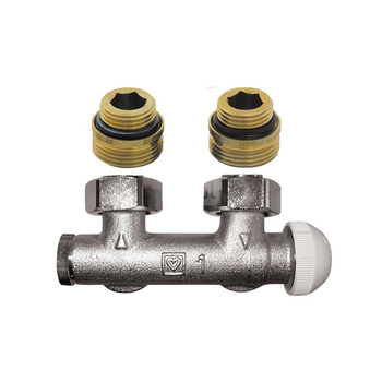 Korpus obejścia HERZ-TS-3000 z wbudowanym zaworem termostatycznym, figura kątowa, do instalacji jednorurowych Rp 1/2 x G3/4