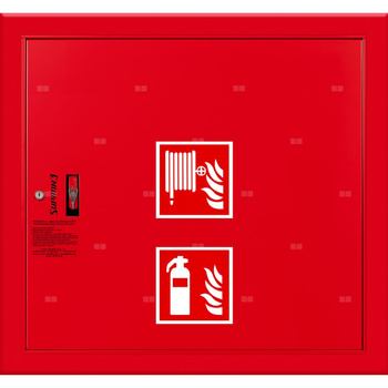 Hydrant DN 52 wnękowy ze zwijadłem, z miejscem na gaśnicę solo, wąż 15 m, zamek patent, RAL 3000
