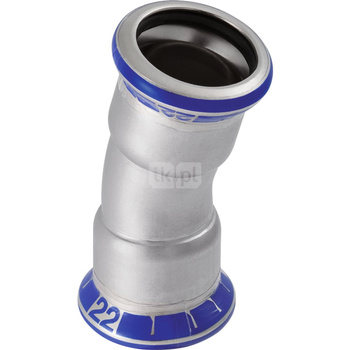 Kolano 15' GEBERIT Mapress Edelstahl, stal nierdzewna, 88.9 mm, DN 80 x 88.9 mm x DN 80 (mufa zaprasowywana x mufa zaprasowywana), (głębokość: 25 mm) z uszczelką