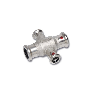 Czwórnik SANHA Therm jednopłaszczyznowy stal 22 mm x 22 mm x 15 mm x 15 mm, zw x zw x zw x zw