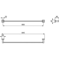 IOM Square poręcz na ręcznik, 80 cm