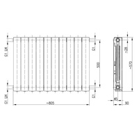 Grzejnik żeberkowy KFA Armatura ADR500/10 aluminium, podłączenie boczne 570 x 805 mm, kolor miedziany