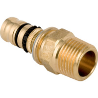 Złączka GEBERIT Mepla, mosiądz / mosiądz, 1/2'' x 20 mm (GZ gazowy stożkowy x końcówka wciskowa) z uszczelką