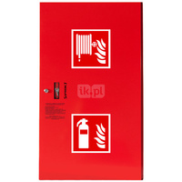 Hydrant DN 52 zawieszany z koszem, z miejscem na gaśnicę obok kosza, wąż 2x20 m, zamek patent, RAL 3000