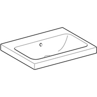 Umywalka GEBERIT iCon Light prostokątna, biała, 600mm, bez otworu na baterię, stawiana na blat, z odpływem przelewowym, półka od ściany