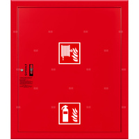 Hydrant DN 25 FIT wnękowy z miejscem na gaśnicę pod zwijadłem, wąż 30 m, zamek patent, RAL 3000