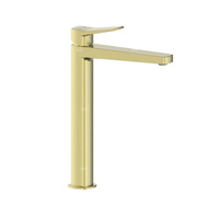 Bateria Malaga, umywalkowa, nablatowa ze spustem klik-klak, PVD brushed light gold