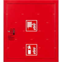 Hydrant DN 25 wnękowy z miejscem na gaśnicę pod zwijadłem, wąż 30 m, zamek patent, RAL 3000