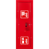 Hydrant DN 25 wnękowy boczny z miejscem na gaśnicę, wąż 30 m, zamek patent, RAL 3000 lewy