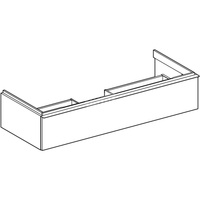 Szafka pod umywalkę Geberit iCon, z jedną szufladą: Szerokość umywalki=120cm, Korpus i front: biały / lakierowany na wysoki połysk, Uchwyt: biały / powlekany proszkowo, matowy