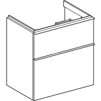 Szafka pod umywalkę Geberit iCon, z dwoma szufladami, krótka: Szerokość umywalki=60cm, Korpus i front: dąb / melaminowa struktura drewna, Uchwyt: lava / malowany proszkowo, matowy