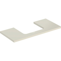 Blat pod umywalkę Geberit ONE z wycięciem, do prostokątnej umywalki nablatowej: B=104.2cm, Piaskowy szary, Przekrój=Na środku, Lakierowany na wysoki połysk