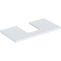 Blat pod umywalkę Geberit ONE z wycięciem, do umywalki nablatowej w kształcie misy: B=74.6cm, Biały, Lakierowany matowy, Przekrój=Na środku