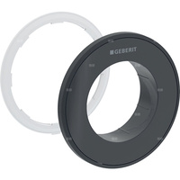 Rozetka Geberit do zdalnego uruchamiania spłukiwania typ 10, okrągły, przycisk podtynkowy: Rozetka: czarna, Pierścień ozdobny: czarny mat