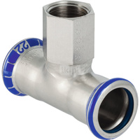 Trójnik GEBERIT Mapress Edelstahl FKM przejściowy 90' stal nierdzewna 18 mm x 3/4'' x 18 mm (mufa zaciskowa x GW x mufa zaciskowa)