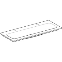 Umywalka GEBERIT iCon 2-stanowiskowa prostokątna, biała, 1200mm, otwór na baterię na środku (x2), nakładany od góry, bez odpływu przelewowego, półka od ściany