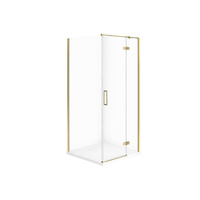 SET C546 KABINA CITY PRAWA ZŁOTA 80X80X195+TAKO SLIM BIAŁY MAT WIR